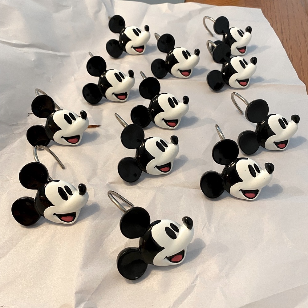 Set of 12 Mickey Shower Curtain Hooks.